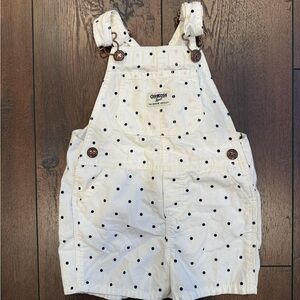 White with black polka dots Oshkosh shortalls in size 3T!